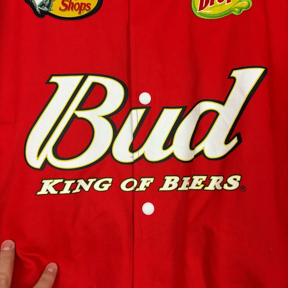 NWT NASCAR DALE EARNHARDT JR BUDWEISER DRIVER FULL SNAP JACKET JRM MEDIUM - Picture 4 of 12